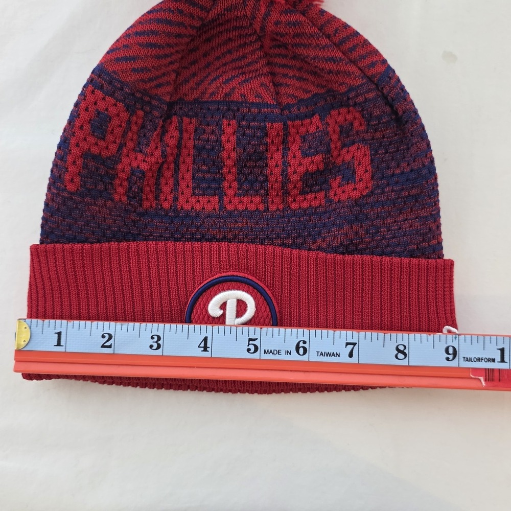 New Era Philadelphia Phillies MLB On-Field Knit Pom Beanie Hat Red/Blue OS - Picture 10 of 11